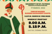TIME OF MASSES | SOLEMNITY OF ST. PATRICK